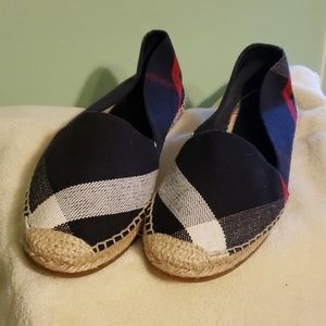 Authentic Burberry Check Jute Cotton Espadrilles